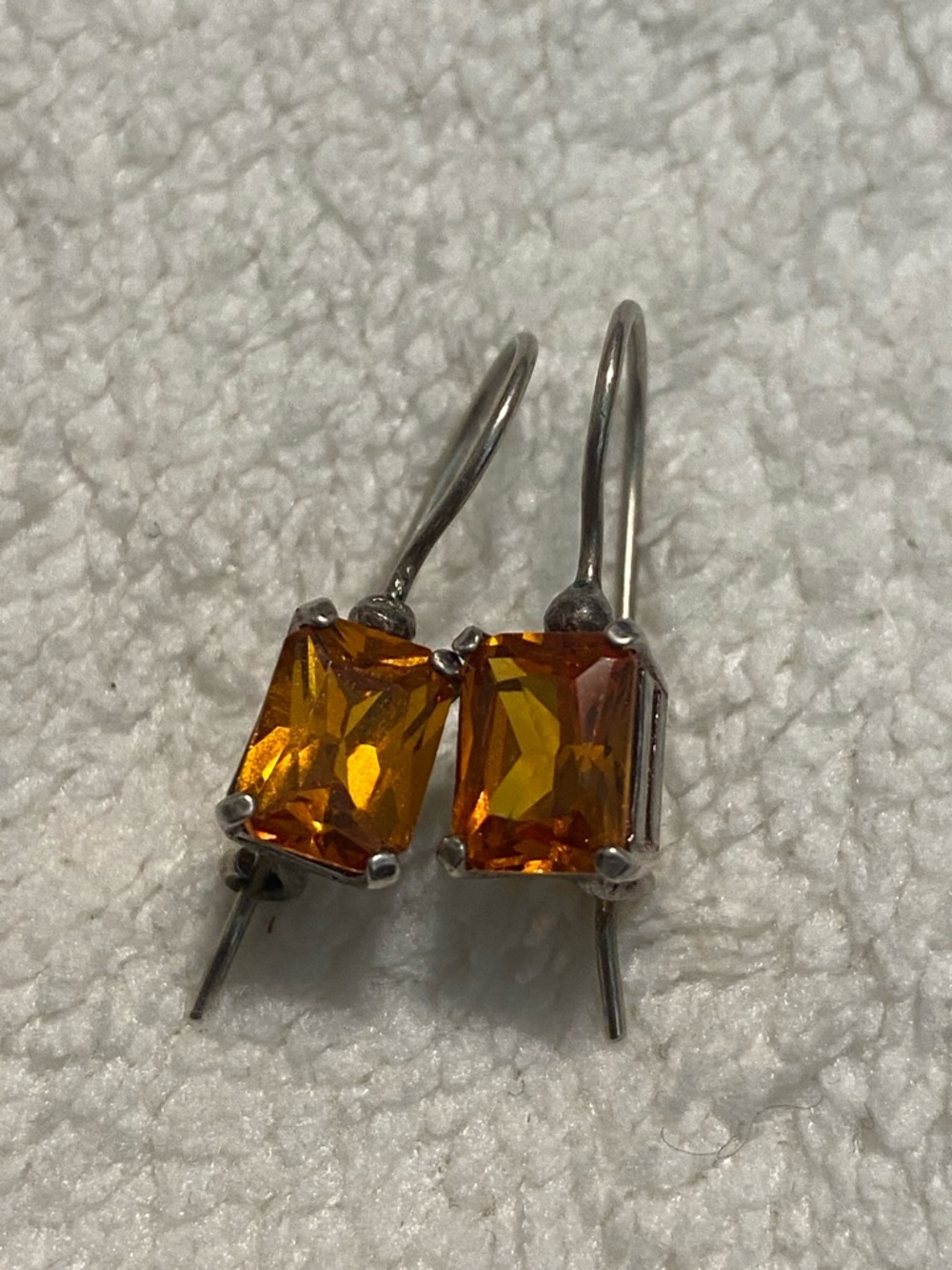 Sterling silver 925 citrine Rectangular Drop Earrings